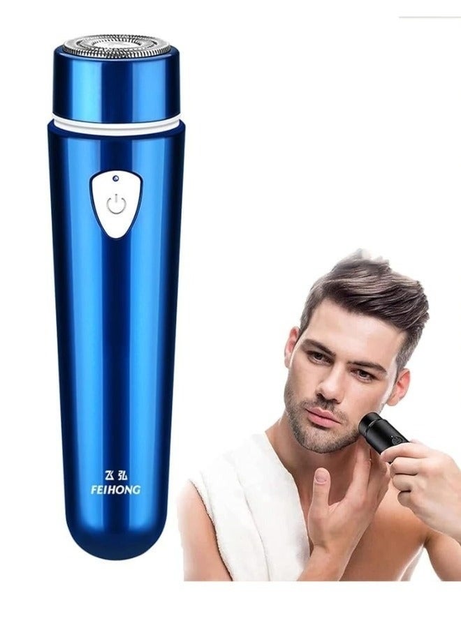 Electric Shaver, Portable Shaver, Waterproof Cordless Pocket Shaver, USB Rechargeable Wet and Dry Electric Shaver for Men-Blue - Image 1