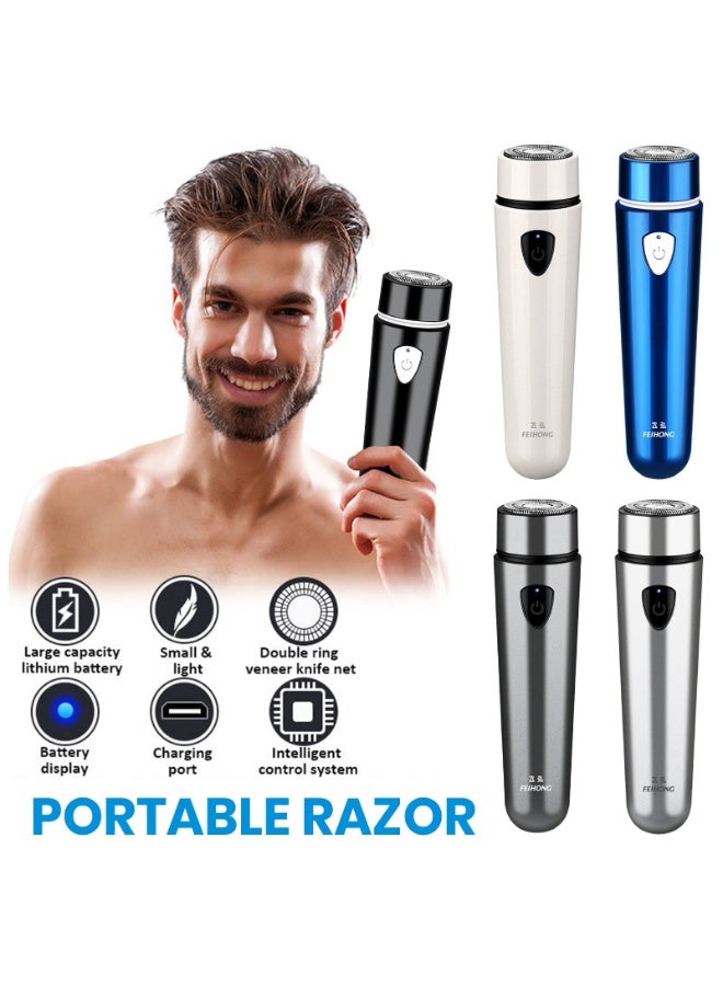 Electric Shaver, Portable Shaver, Waterproof Cordless Pocket Shaver, USB Rechargeable Wet and Dry Electric Shaver for Men-Blue - Image 5