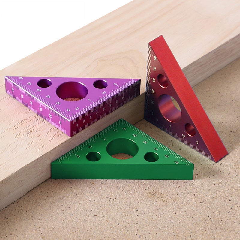 3-inch aluminum alloy thickened triangle ruler British right angle 45 degrees woodworking saw table height measuring angle gauge(Red) - Image 2