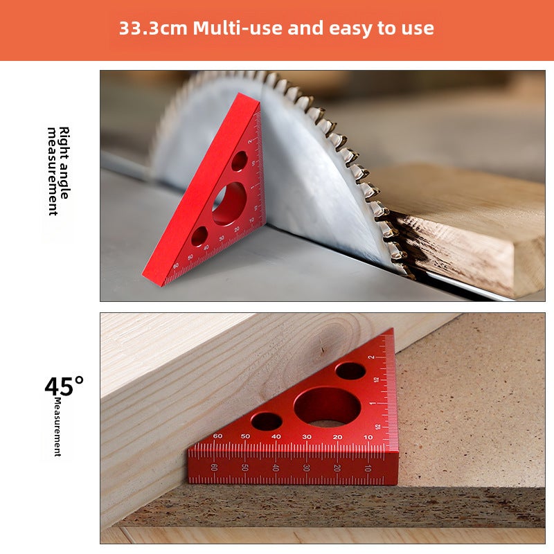 3-inch aluminum alloy thickened triangle ruler British right angle 45 degrees woodworking saw table height measuring angle gauge(Red) - Image 4