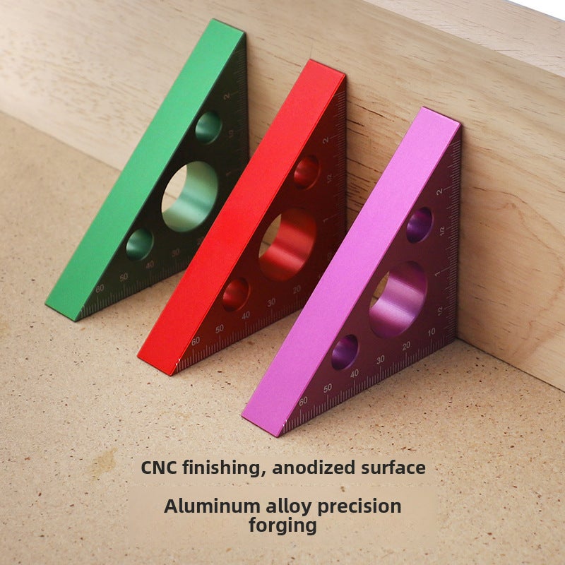 3-inch aluminum alloy thickened triangle ruler British right angle 45 degrees woodworking saw table height measuring angle gauge(Red) - Image 3