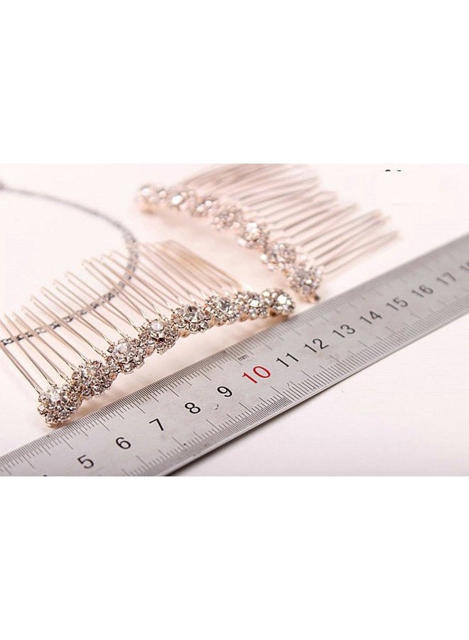 LETSP Letshopping® High-grade Alloy Diamond Tiara Comb Hair Accessories Hair Fork(2pc) Rose gold - Image 4
