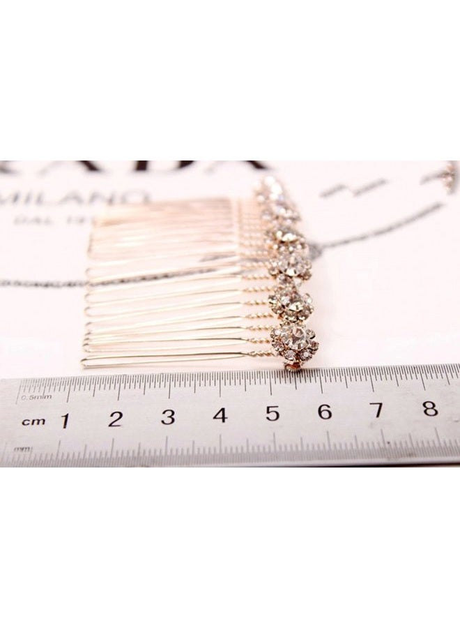 LETSP Letshopping® High-grade Alloy Diamond Tiara Comb Hair Accessories Hair Fork(2pc) Rose gold - Image 3
