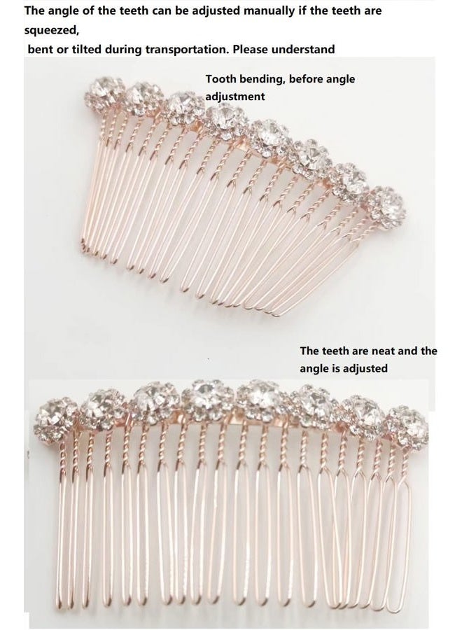 LETSP Letshopping® High-grade Alloy Diamond Tiara Comb Hair Accessories Hair Fork(2pc) Rose gold - Image 5