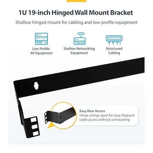 Startech.com StarTechcom 1U Hinged Wall Mount Patch Panel Bracket 6 inch Deep 19 Patch Panel Swing Rack for Shallow Network Equipment 17lbs - Image 3