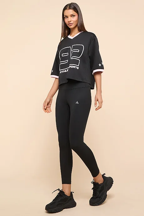 أر أند بي Solid Active Leggings With Elastic Waist