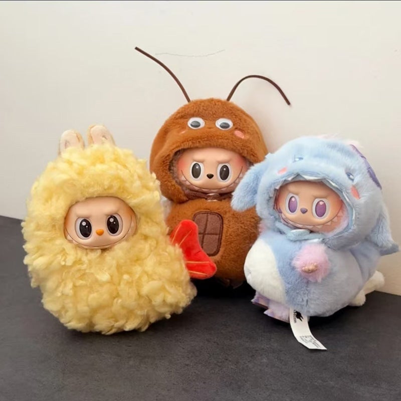 Labubu 1st/2nd/3rd Gen 10cm Doll Clothes Accessories - Fried Shrimp, Bee, Blue Shark, Dinosaur, Pink Shark, Mantis Outfits - Image 2