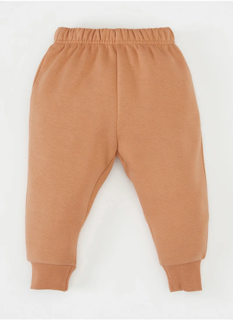 DeFacto Printed Crew Neck Sweatshirt With Elastic Waist Jogger Pants 2-Piece Set