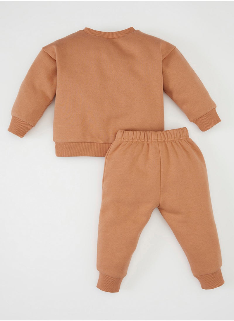 DeFacto - Printed Crew Neck Sweatshirt With Elastic Waist Jogger Pants 2-Piece Set - Image 1