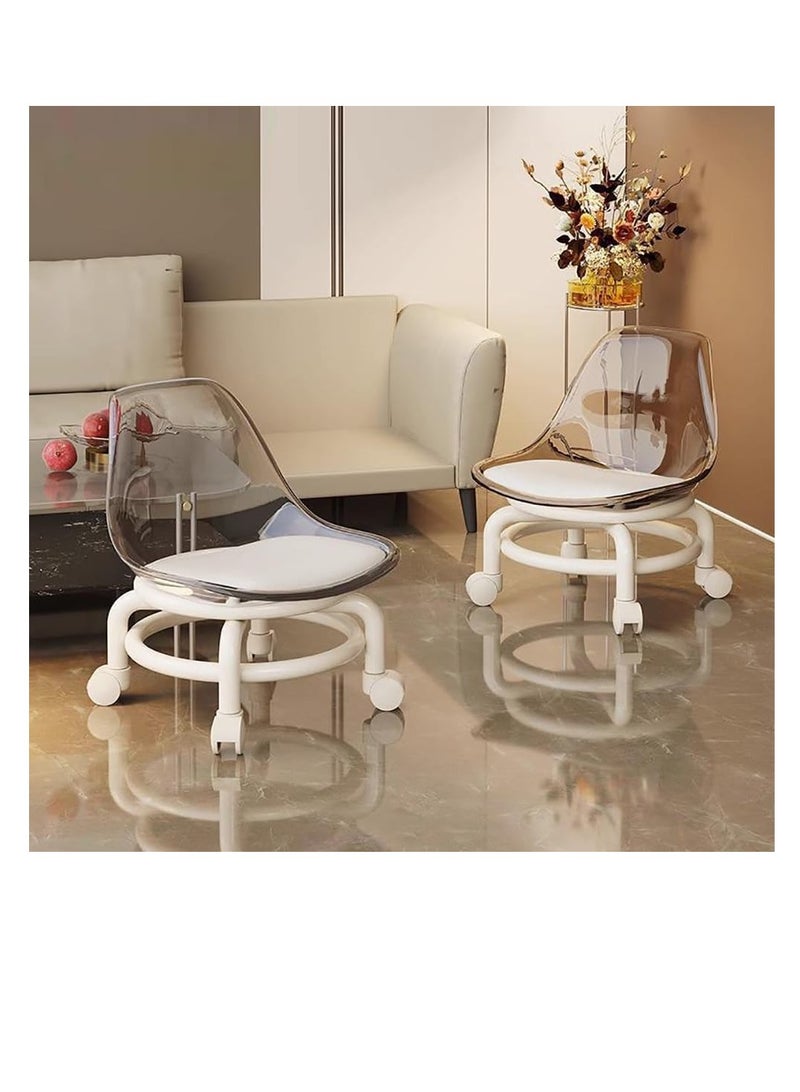 Generic Low Rolling Stool Low Roller Seat Small Swivel Stool Low to Ground with Mute Wheels and Back Support for Home Cleaning Garage Fix Outdoor Picnic Salon Office Working (Transparent) - Image 4