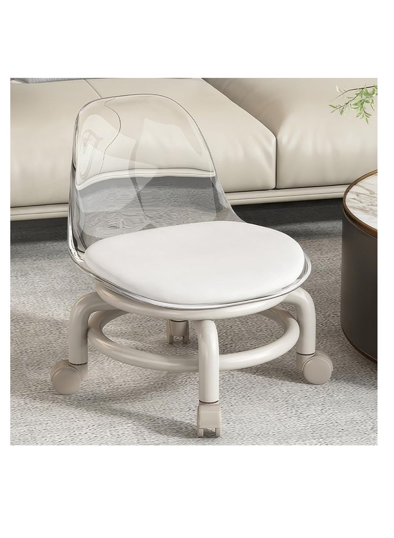 Generic Low Rolling Stool Low Roller Seat Small Swivel Stool Low to Ground with Mute Wheels and Back Support for Home Cleaning Garage Fix Outdoor Picnic Salon Office Working (Transparent) - Image 1