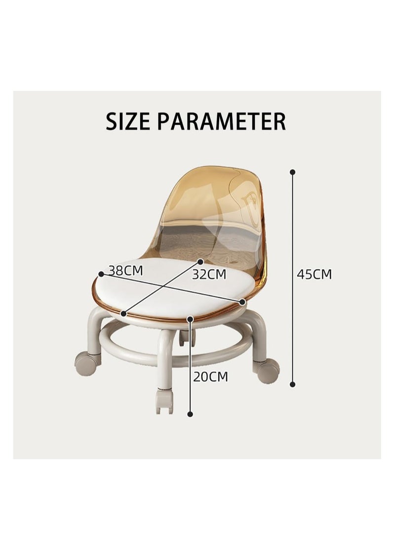 Generic Low Rolling Stool Low Roller Seat Small Swivel Stool Low to Ground with Mute Wheels and Back Support for Home Cleaning Garage Fix Outdoor Picnic Salon Office Working (Transparent) - Image 2