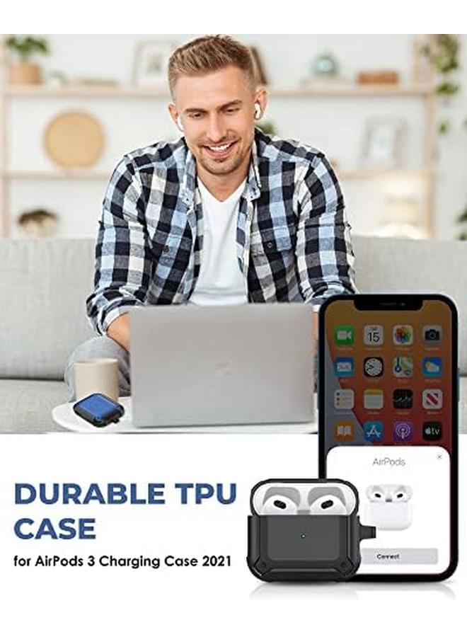 Procases Airpods 3 Case Cover 2021 Shockproof Scratch Resistant Tpu Carrying Case Skin With Keychain For Airpods 3Rd Generation Charging Case 2021 Black - Image 3