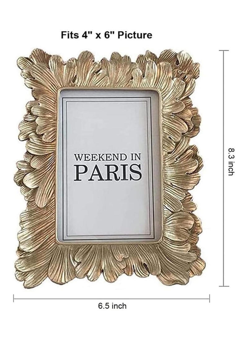 عام إطار صور ذهبي مزخرف بريش عتيق، مناسب لعرض الصور على الطاولة أو تعليقها على الحائط. مثالي لديكور المنزل، معرض الصور، والأعمال الفنية. - Image 5