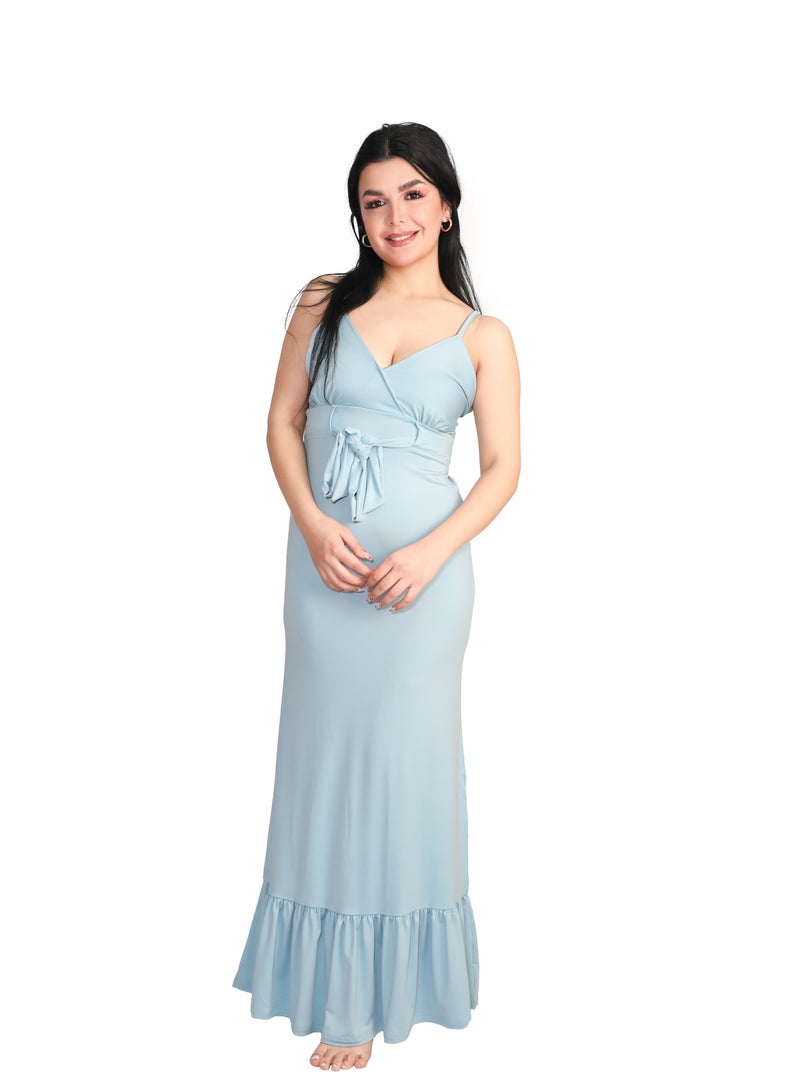 Dadoush Women's Casual Long Nightgown Home Sleepwear with Spaghetti Strap and Waist Tie  - Image 1