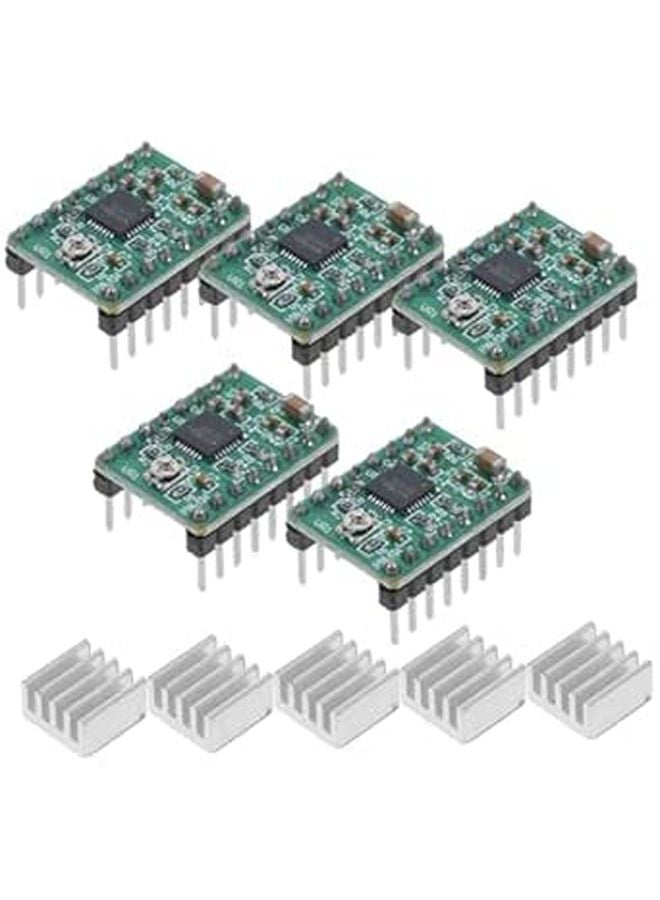 5 Pcs Stepper Motor Driver Module With Heat Sink For Printer Full Half Step Circuit Protection - Image 1
