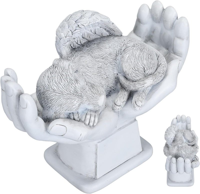 Repeated assemble detach compatible CCYLEZ Pet Memorial Statue, Hand Cast Angel Gravestone Outdoor Garden Decor, Resin Pet Memorial Stone for Pet Loss Remembrance Trendy natural tone options - Image 5