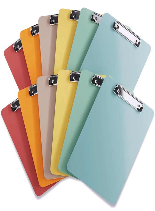 Office Solutions Direct Plastic Clipboards with Low Profile Clip Set of 12-12.5 x 9 Inch Multi Color Plastic Clipboards Bulk - Colorful Clipboards Bulk Classroom Holds 100 Sheets, Acrylic Clipboard 12 Pack (Boho Colors) - Image 1
