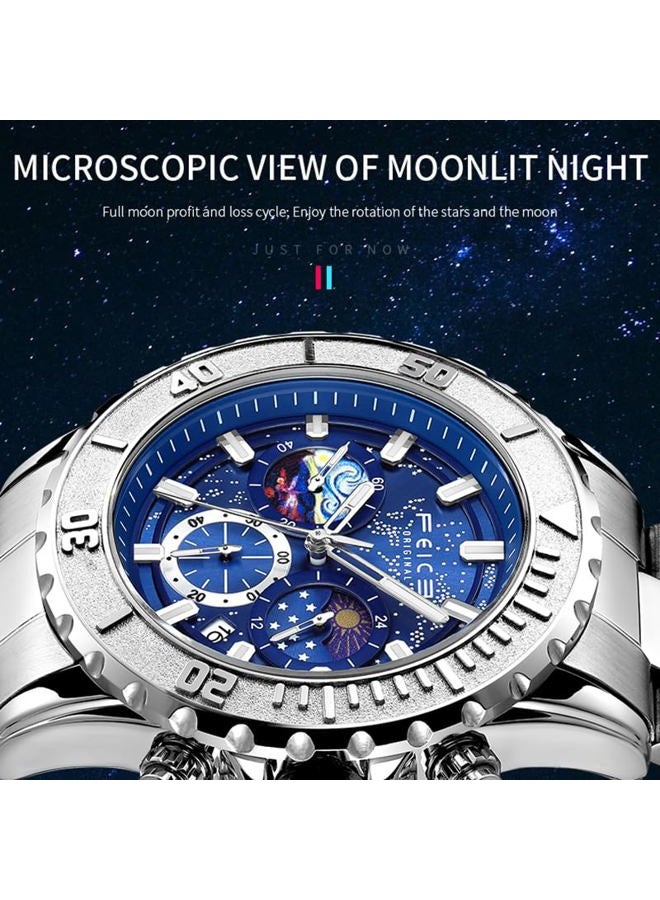 FEICE FK131 Watch - Exquisite Timepiece with Celestial Background and Timing Function (Blue) - Image 3