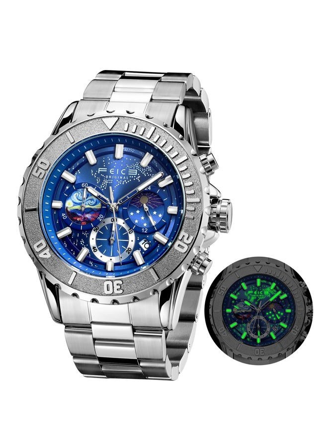 FEICE FK131 Watch - Exquisite Timepiece with Celestial Background and Timing Function (Blue) - Image 1