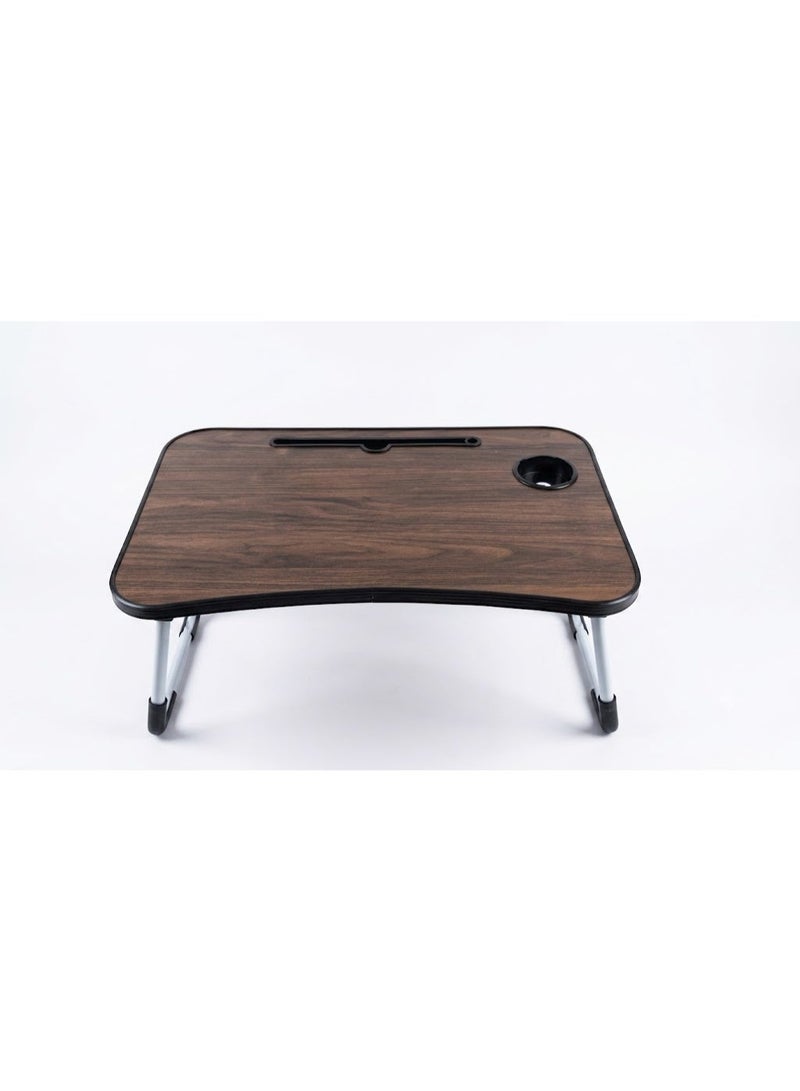 Folding Bed Laptop Table with iPad Holder Cup Slot Adjustable Anti Slip Legs - Image 1