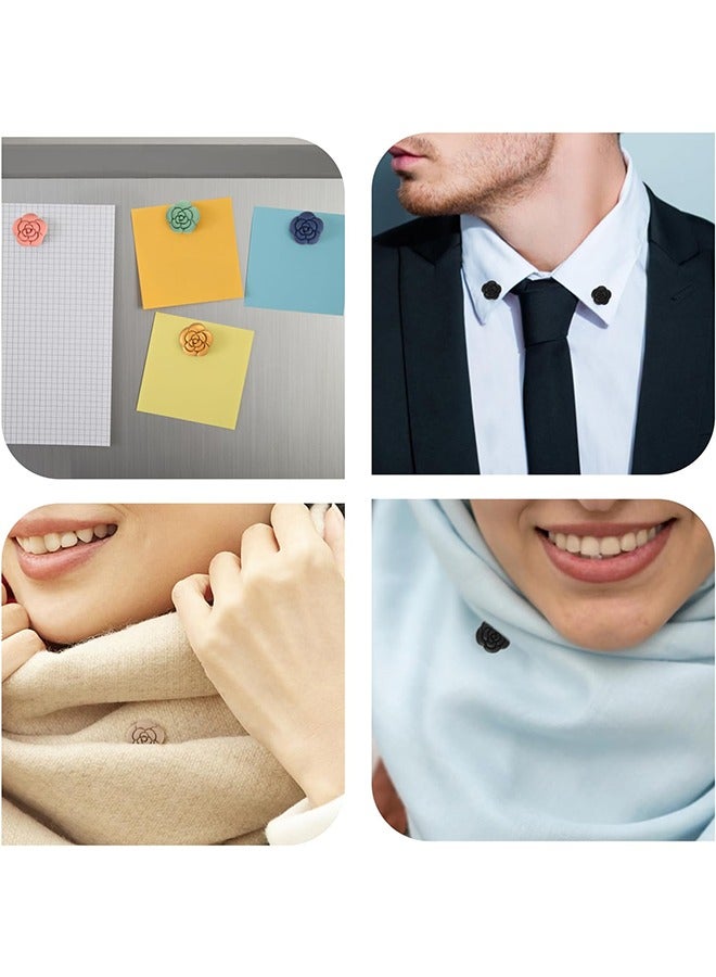 4pcs Hijab Magnetic Pins, Multipurpose Pinless Magnetic, Hijab Pins Scarf Magnetic Pin, Colorful Hijab Pins for Women Hijabs Clothes   (Camellia Style) - Image 4