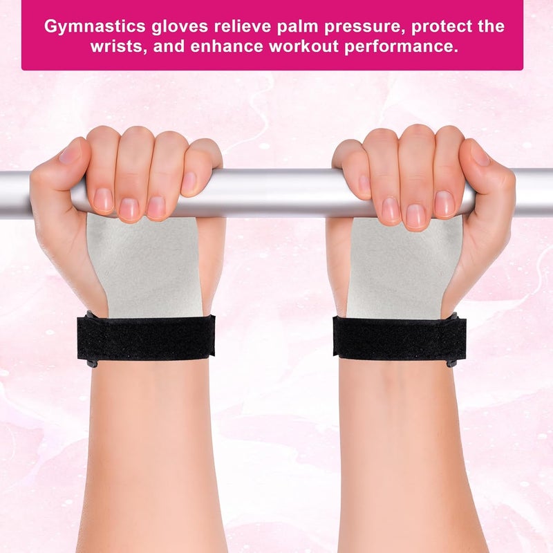 FDFuZhao 2 Pairs Grips for Gymnastics Bars, Pink Black Gymnastics Grips with Wristbands, Gymnastics Equipment for Kids, Gymnastics Equipment for Palm Protection, Youth Sports Accessorie for Exercise - Image 4