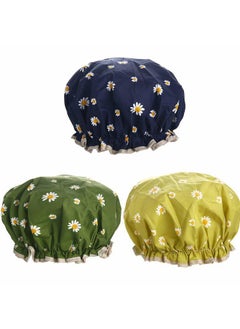 AIPAO Shower Caps for Women,3 PACK Adjustable Bath Caps with Double layer Lined, Waterproof & Durable (Multi-colored4)  - Image 1