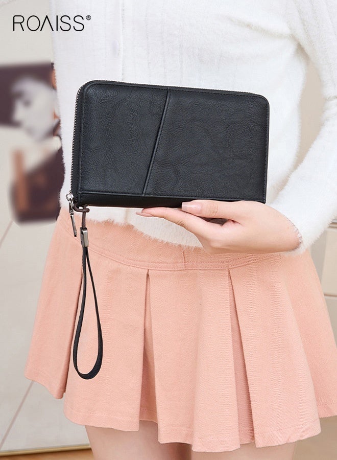 رويس حامل جواز سفر للجنسين، غطاء جواز سفر قابل للطي محمي بتقنية تحديد الهوية بموجات الراديو، حافظة متعددة الوظائف بلون واحد لوثائق السفر، محفظة متينة من البولي يوريثان مقاومة للماء، سعة تخزين كبيرة، لون أسود - Image 2