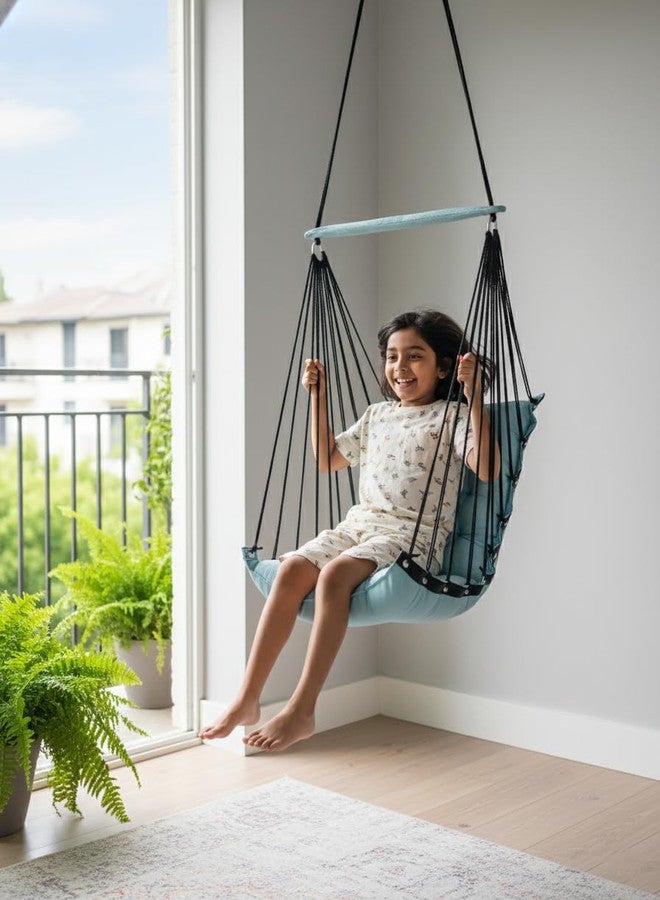 Patiofy Hammock Swing | Hanging Swing for Kids | Jhula | Suitable for Indoor and Outdoor | Weight Capacity 10-15 Kg | Portable | Age Group 8-15 Years (Ocean Blue) - Image 1