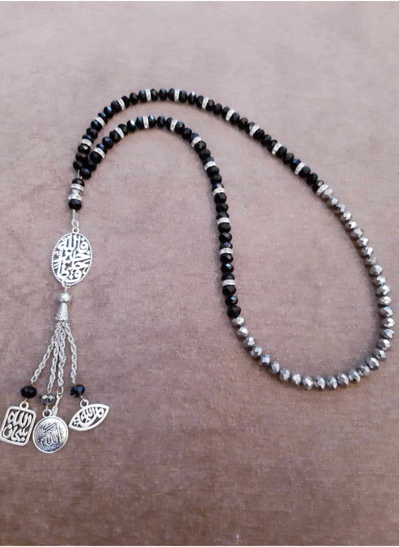 اكسوارات ار ايه سبحة كريستال اسود **فضى 99 حبة مع فواصل الماظ"فالله خير حافظ"  - Image 1