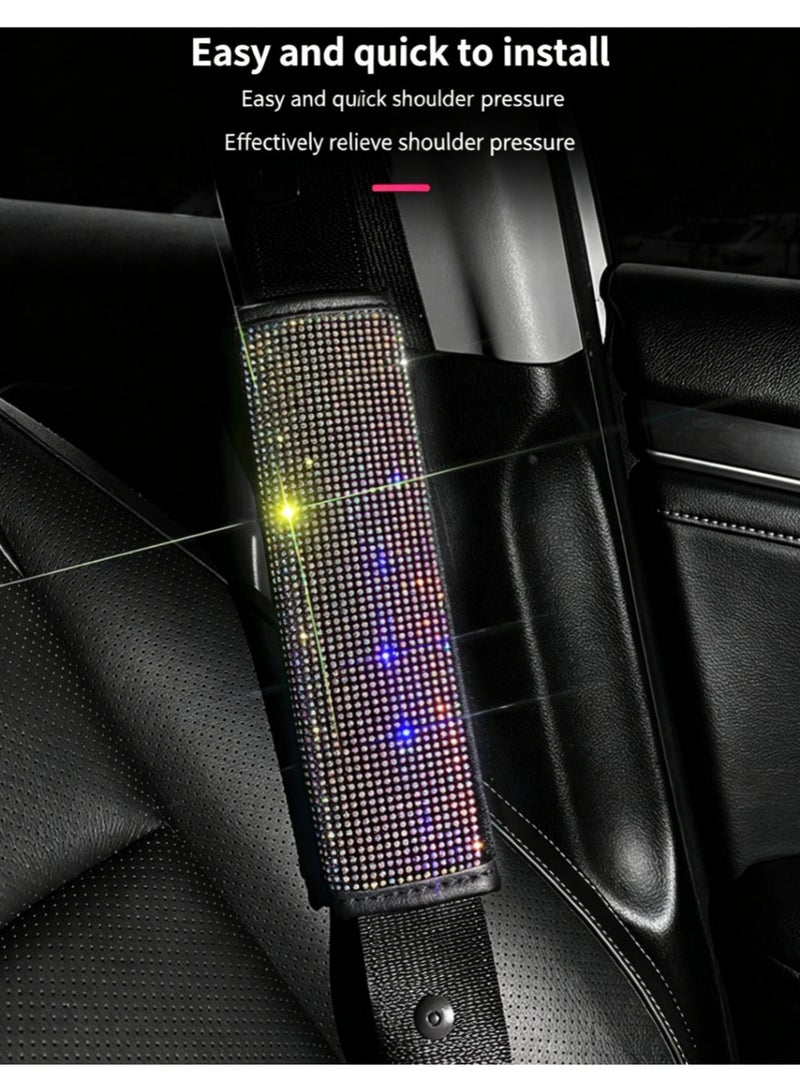 Bling Rhinestone Car Seat Belt Covers, Universal Diamond Seat Belt Shoulder Pads for Women, Crystal Safety Belt Protector, Car Interior Accessories - Image 3