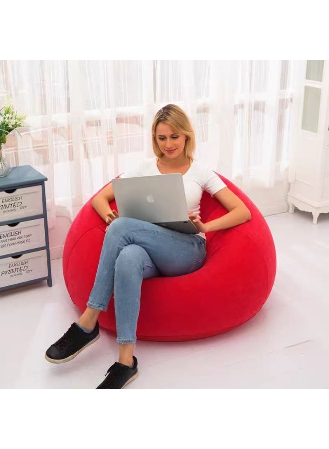 OASIS-TH Inflatable Bean Bag Chair Thickened & Tear-Resistant! Plush Skin-Friendly Inflatable Sofa Set (Red) 103x60cm | Portable Foldable Sofa for Living Room/Camping | Includes Footrest & Pump | Upgraded Durable Version - Image 2