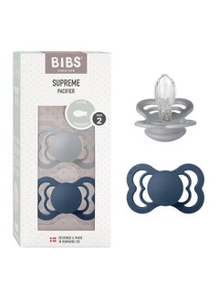 BIBS عبوة من 2 من Supreme Silicone S2 Cloud and Steel Blue  - Image 2