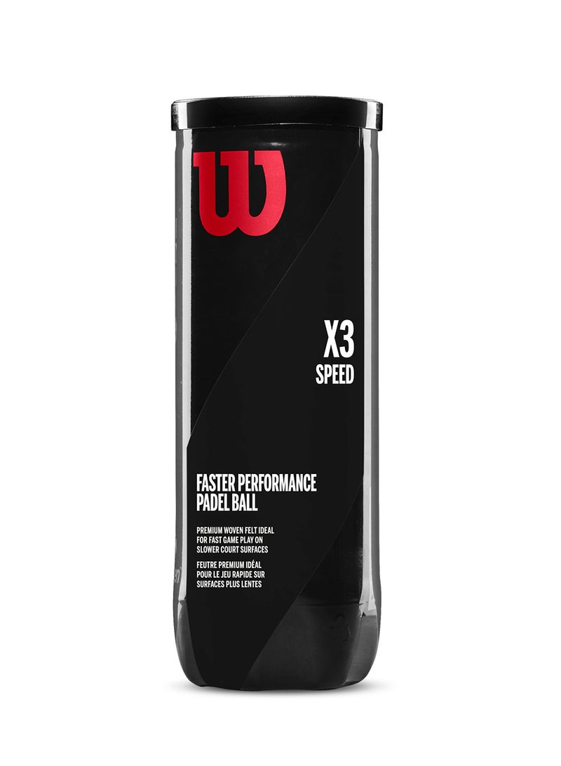 Wilson Padel X3 Speed Yellow Balls - 3 Ball Can - Image 1