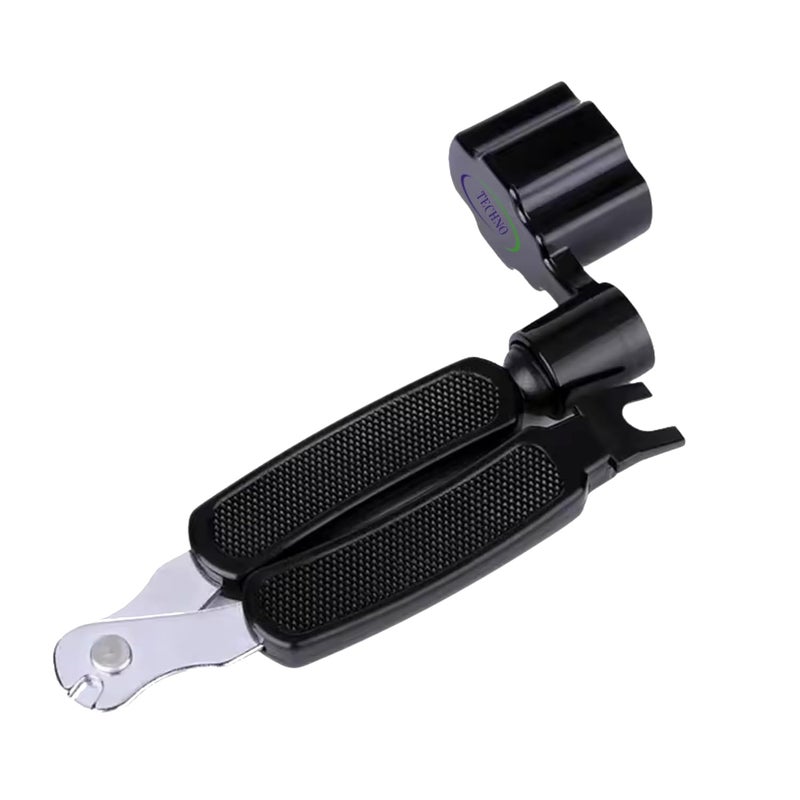 Techno 3-in-1 Guitar String Winder and Cutter Tool, Professional Multi-Function Guitar Maintenance Tool with String Winder, Bridge Pin Puller, String Cutter, Black - Image 1
