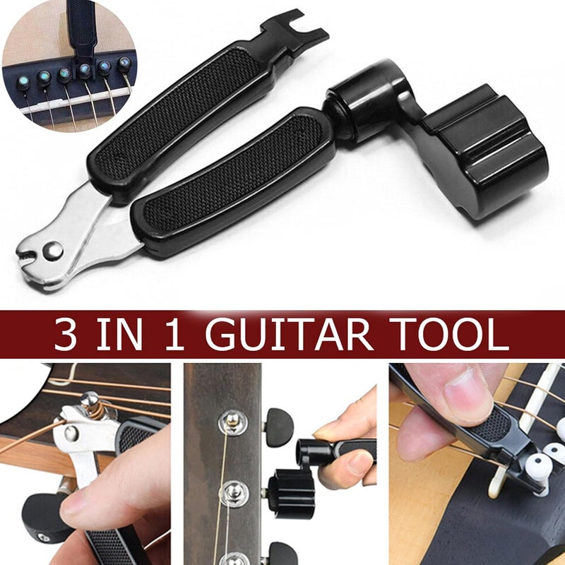 Techno 3-in-1 Guitar String Winder and Cutter Tool, Professional Multi-Function Guitar Maintenance Tool with String Winder, Bridge Pin Puller, String Cutter, Black - Image 5