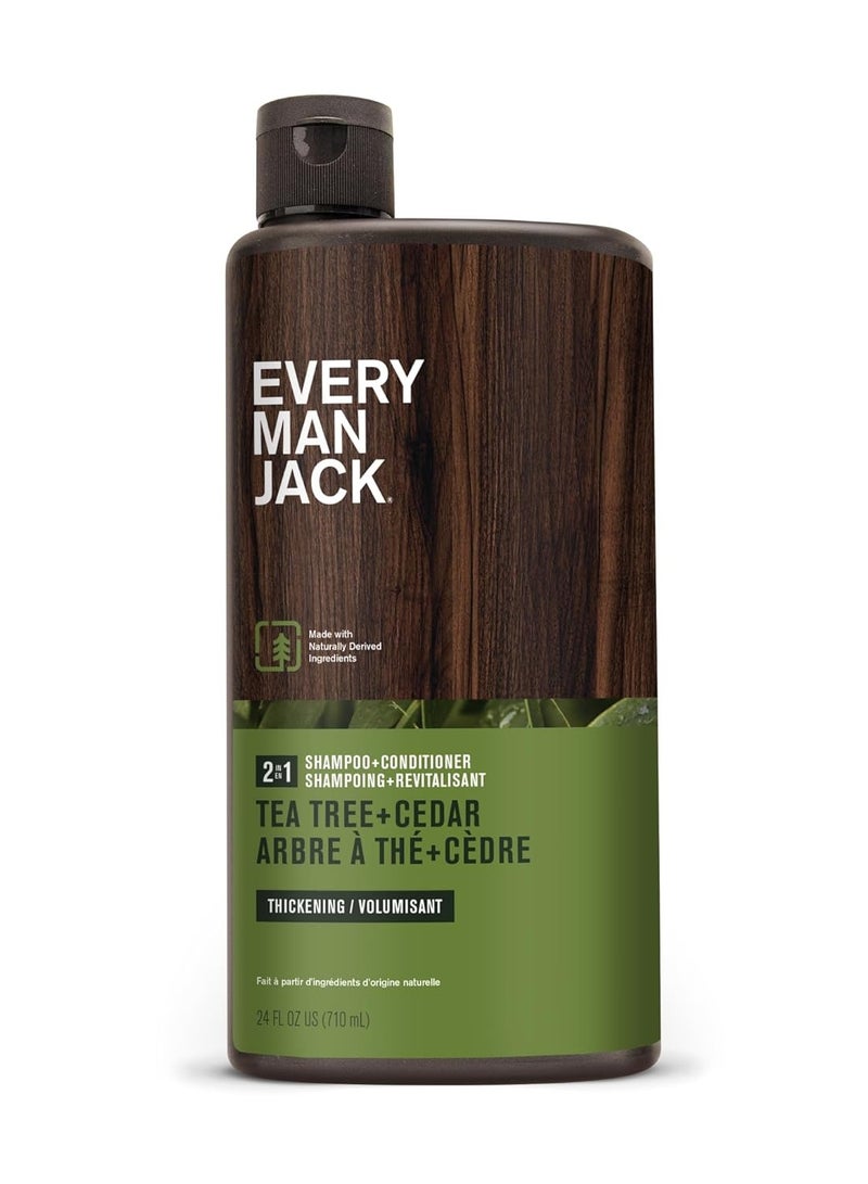 Every Man Jack Every Man Jack 2-in-1 Tea Tree + Cedar Shampoo + Conditioner - Thicken, Cleanse, and Hydrate Hair with Coconut, Aloe, Tea Tree Oil - Naturally Derived and No Harmful Chemicals - 24oz -1 Bottle  - Image 1