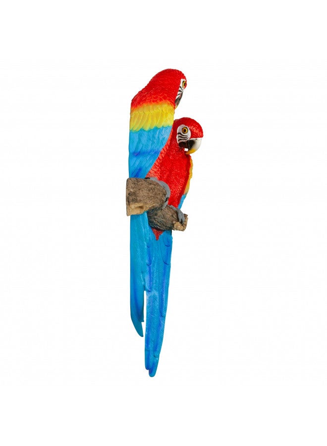 Design Toscano Tropical Scarlet Macaws Wall Sculpture, 22 Inch, Full Color - Image 3