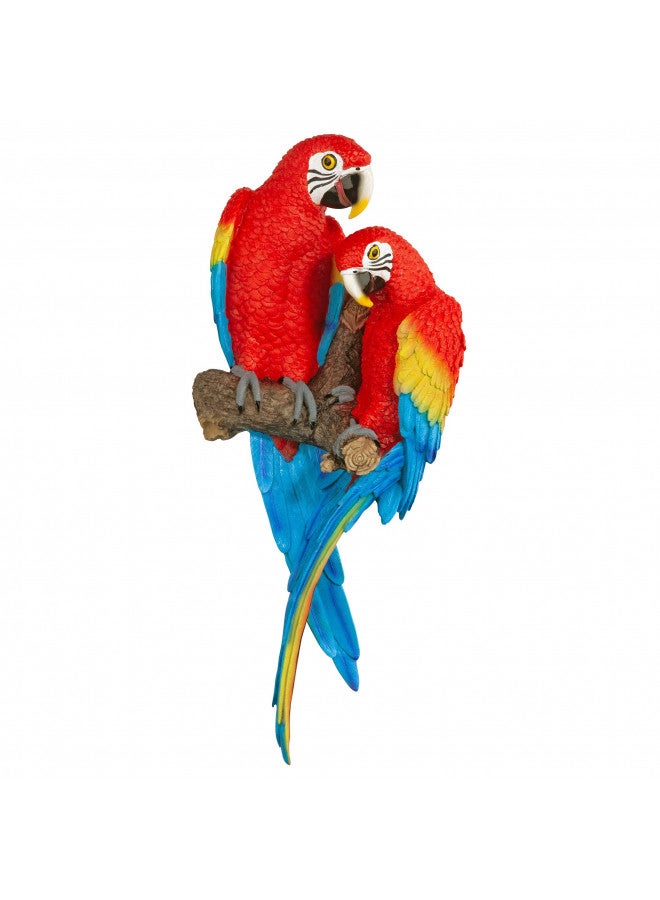 Design Toscano Tropical Scarlet Macaws Wall Sculpture, 22 Inch, Full Color - Image 1