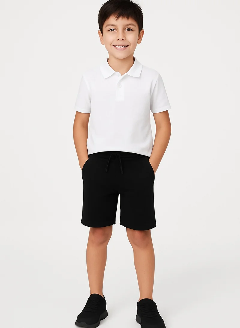 فكتور اند جين Kids French Terry 100% Cotton Shorts - Black