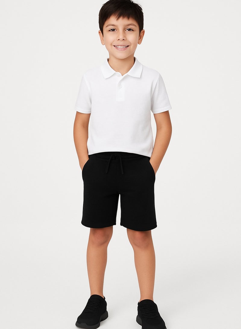 victor and jane Kids French Terry 100% Cotton Shorts - Black - Image 1