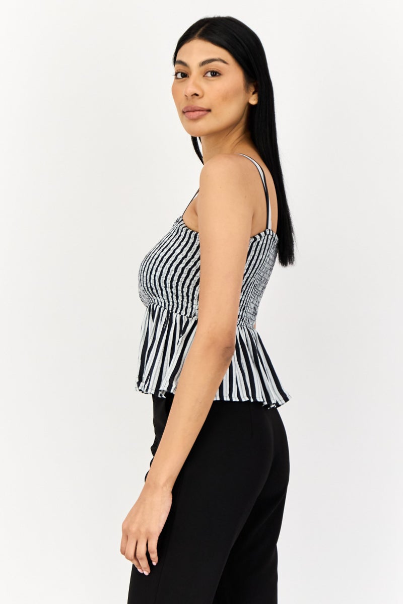 ONLY Women Square Neck Sleeve Yarn Dyed Tank Top, Multicolor - Image 4