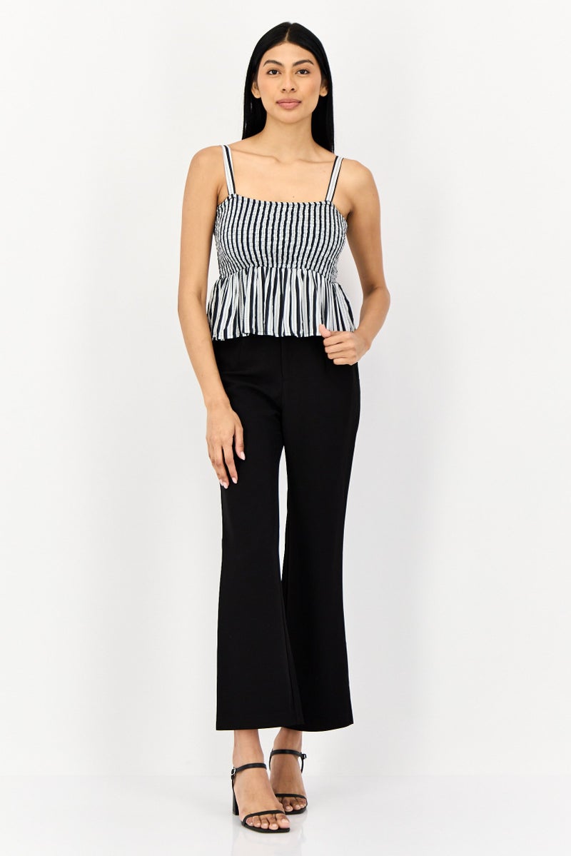 ONLY Women Square Neck Sleeve Yarn Dyed Tank Top, Multicolor - Image 3