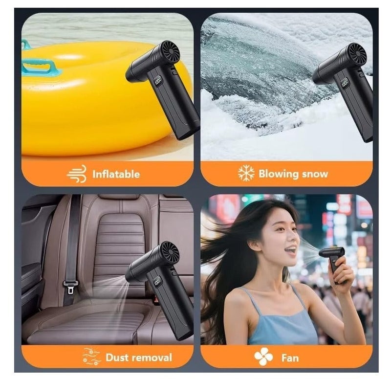 X9 Handheld Turbo Air Blower Cordless Electric Air Duster Rechargeable USB C Portable High Speed Cleaning Blower With 5 Speed Levels Digital Display Multi Purpose Dust Removal Tool For Keyboard Car Home Office Cleaning - Image 2