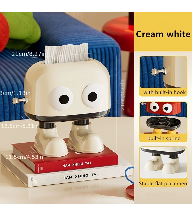 Cream White Creative Hook Spring Tissue Box For Home Living Room Desk - Image 5