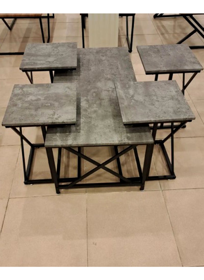 Living طقم طاولات قهوة خشبية مكون من 5 قطع 1+4، B، 120*60*48، S، 40*40*55 سم  - Image 4