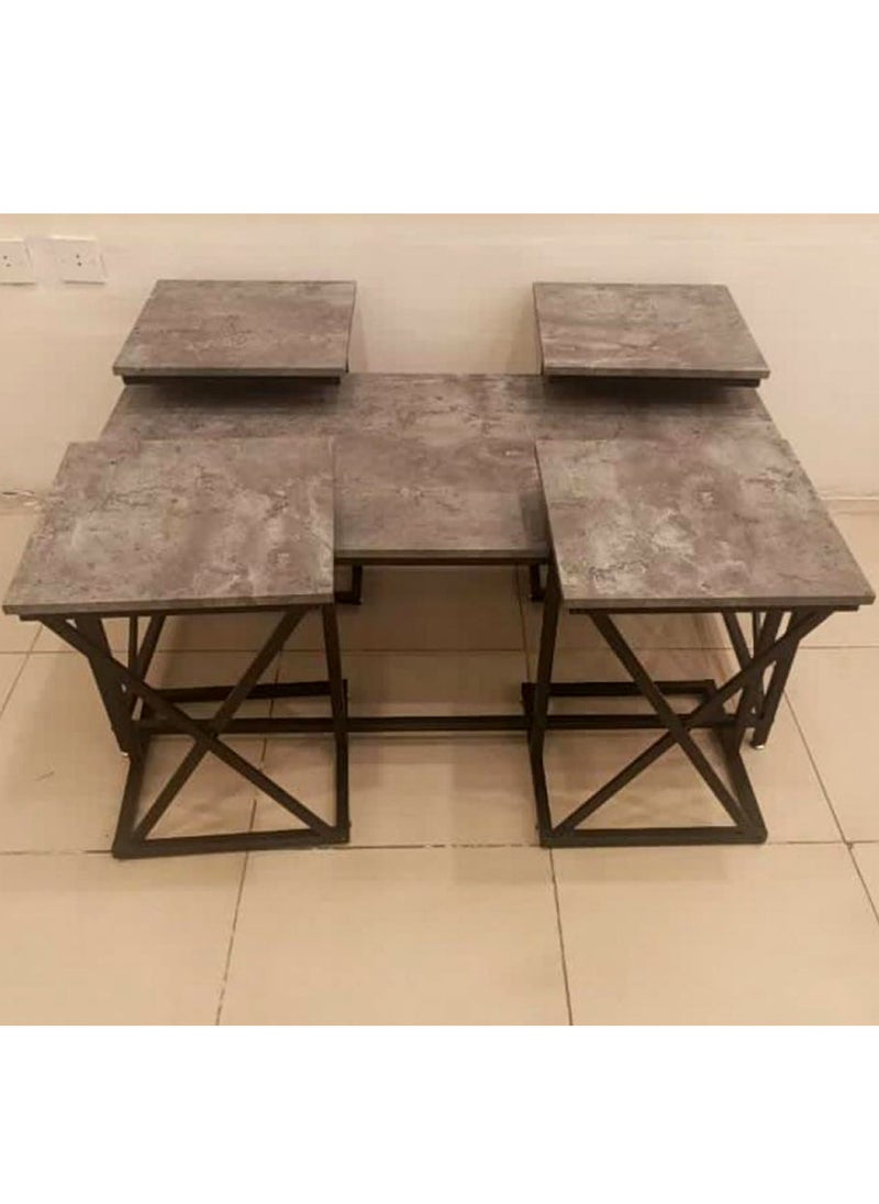 Living طقم طاولات قهوة خشبية مكون من 5 قطع 1+4، B، 120*60*48، S، 40*40*55 سم  - Image 5