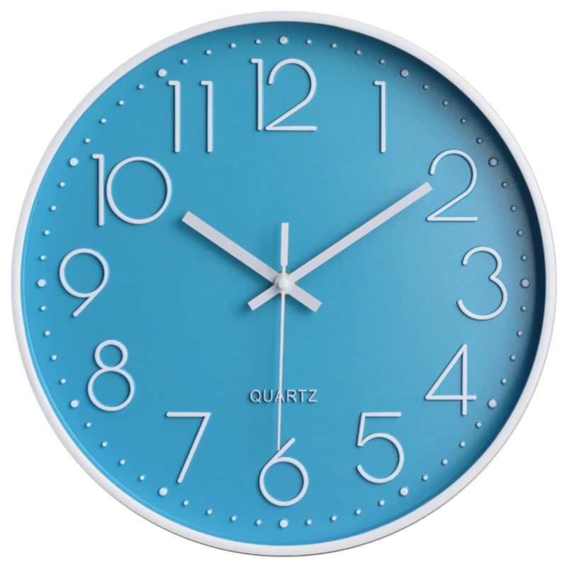 Preciser Lake Blue Vintage Style NonTicking Wall Clock Battery Operated Quartz Analog Silent Movement Large Decorative 12 Inch Clock with Arabic Numerals