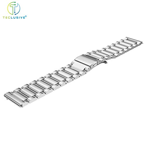 T TECLUSIVE Ultra Luxury Stainless Steel Metal Strap Chain Band 22mm Compatible for Galaxy Watch 3 45mm | Galaxy Watch 46mm 4.6cm | Gear S3 Frontier | Amazfit Pace Ticwatch Pro Watch GT (Silver) - Image 5